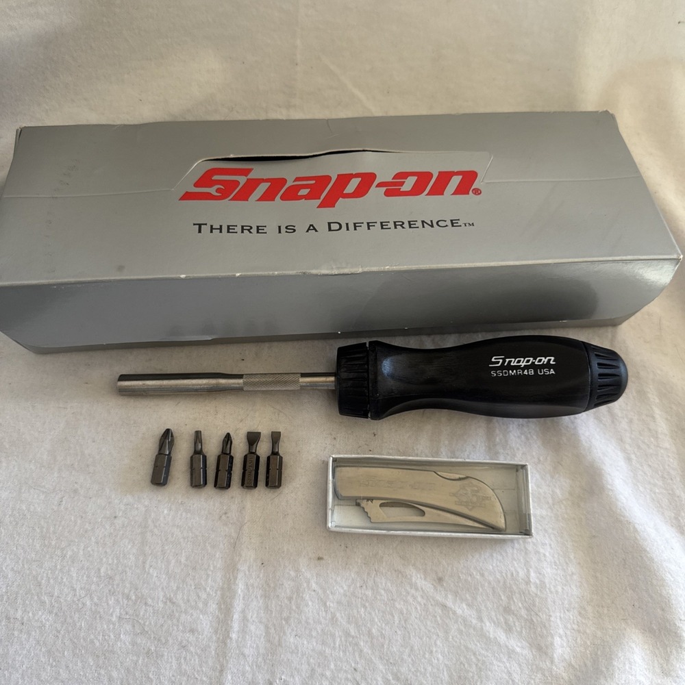 Snap-on Tools BLACK Hard Handle Ratcheting Screwdriver SSDMR4B USA 85th Annivers